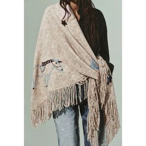 Zara EMBROIDERED FRINGED SHAWL